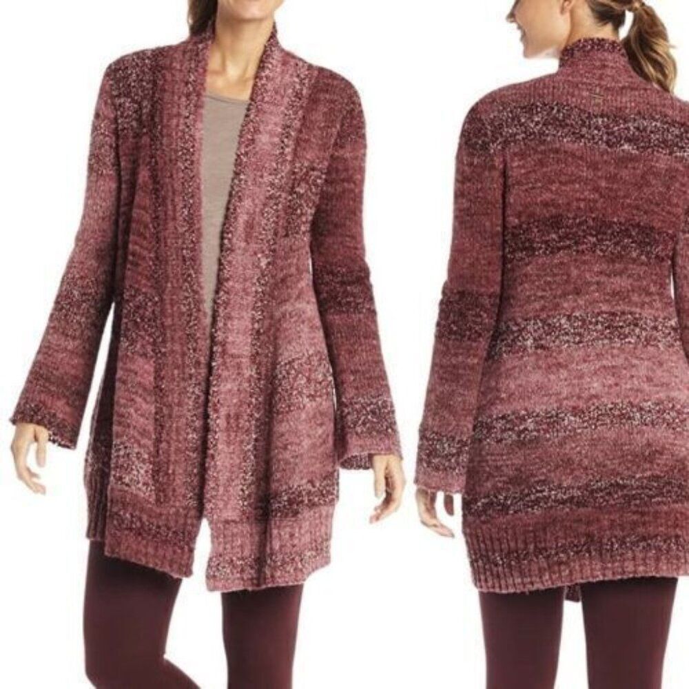 PrAna Rhonda Cozy Duster Long Knit Sweater Cardigan marled wool blend  LG
